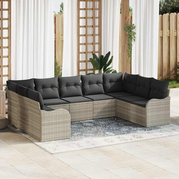 Set de canapele pentru grădină 9 pcs Gri deschis Rattan poli - WALTI WALTI
