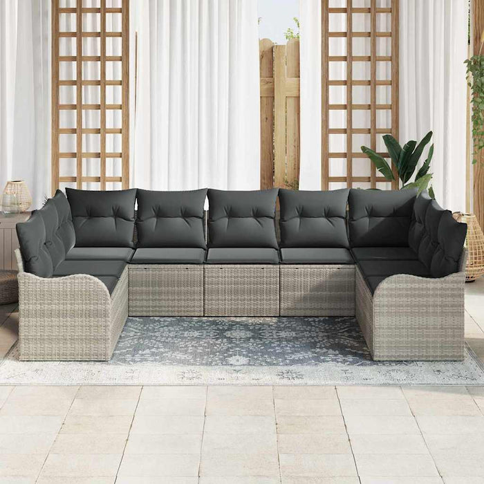 Set de canapele pentru grădină 9 pcs Gri deschis Rattan poli - WALTI WALTI