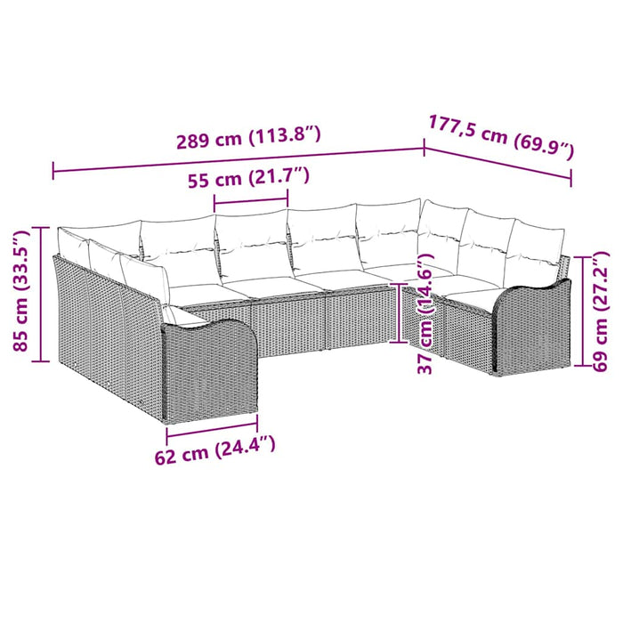 Set de canapele pentru grădină 9 pcs Gri deschis Rattan poli - WALTI WALTI