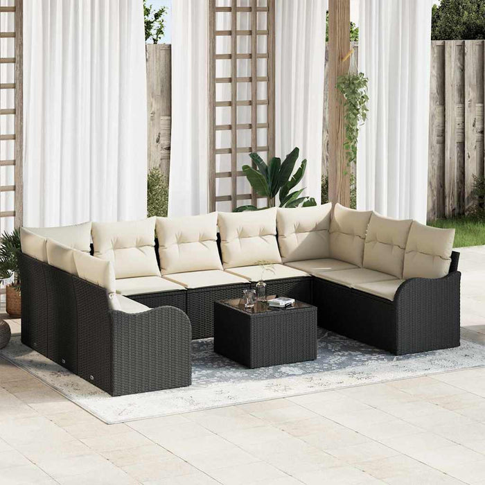 Set de canapele pentru grădină 10 pcs Negru Rattan poli - WALTI WALTI