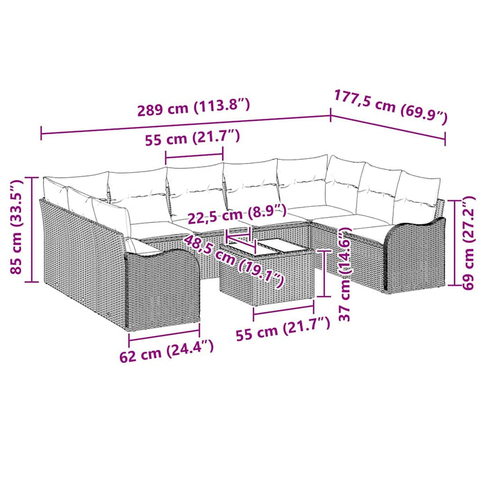 Set de canapele pentru grădină 10 pcs Negru Rattan poli - WALTI WALTI