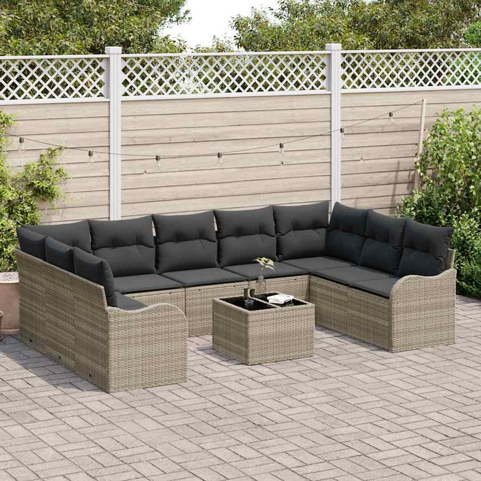 Set de canapele pentru grădină 10 pcs Gri deschis Rattan poli - WALTI WALTI