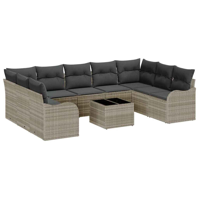 Set de canapele pentru grădină 10 pcs Gri deschis Rattan poli - WALTI WALTI