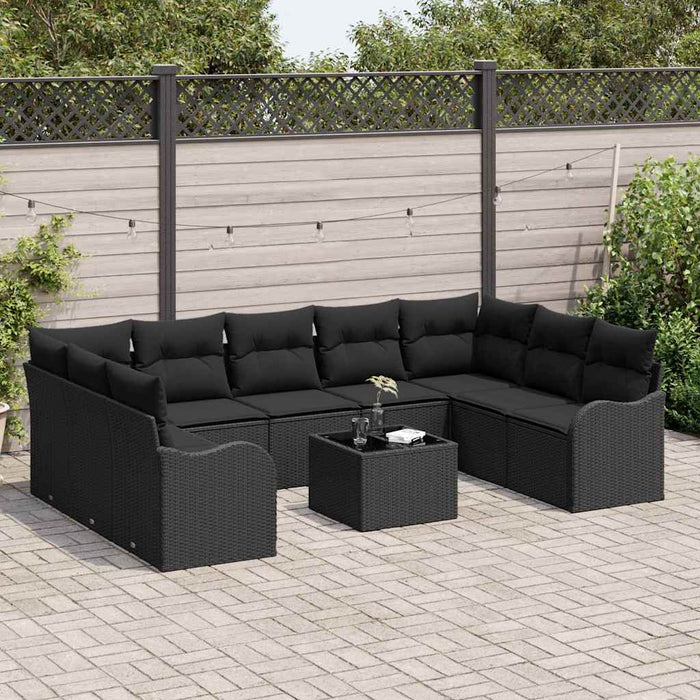 Set de canapele pentru grădină 10 pcs Negru Rattan poli - WALTI WALTI