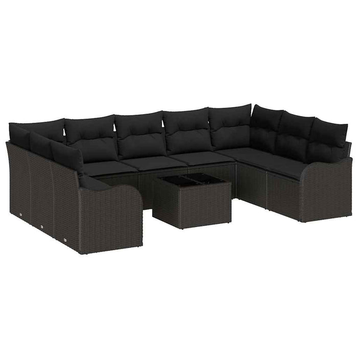 Set de canapele pentru grădină 10 pcs Negru Rattan poli - WALTI WALTI