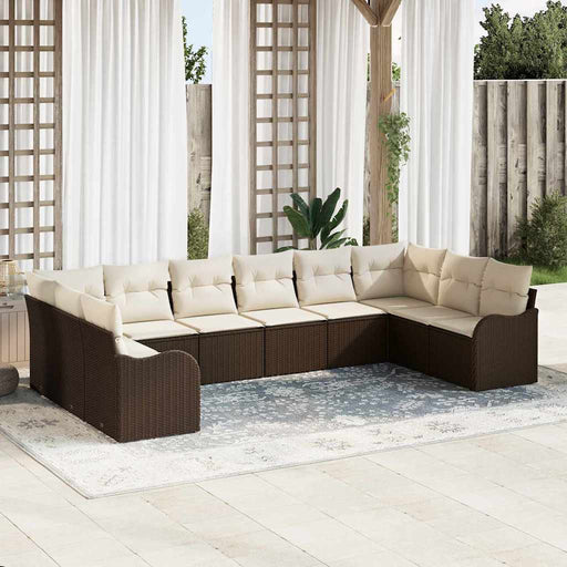 Set de canapele pentru grădină cu pernă 10 pcs Maro Rattan poli - WALTI WALTI