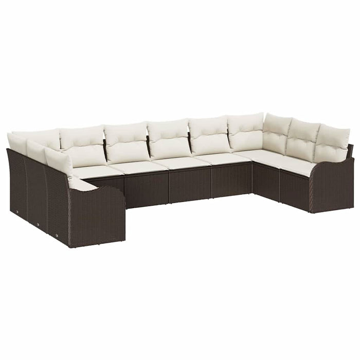 Set de canapele pentru grădină cu pernă 10 pcs Maro Rattan poli - WALTI WALTI