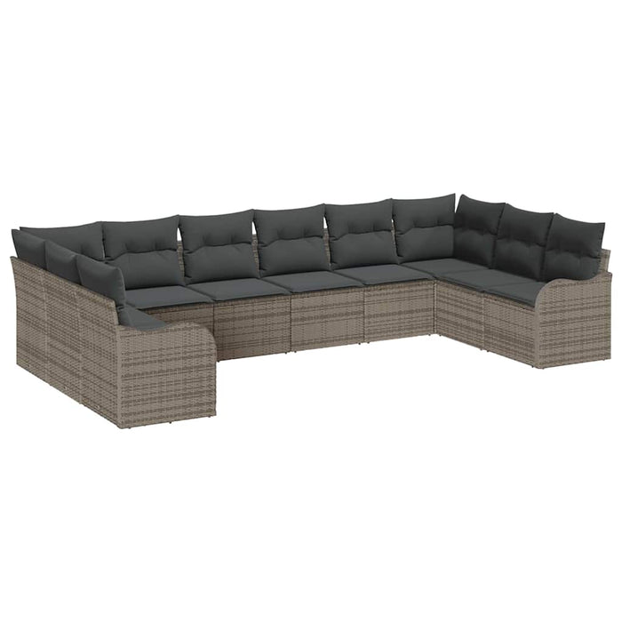 Set de canapele pentru grădină cu pernă 10 pcs Gri Rattan poli - WALTI WALTI