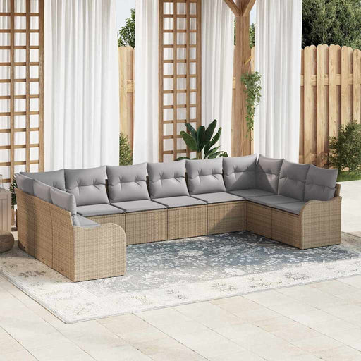 Set de canapele pentru grădină cu pernă 10 pcs Bej Rattan poli - WALTI WALTI