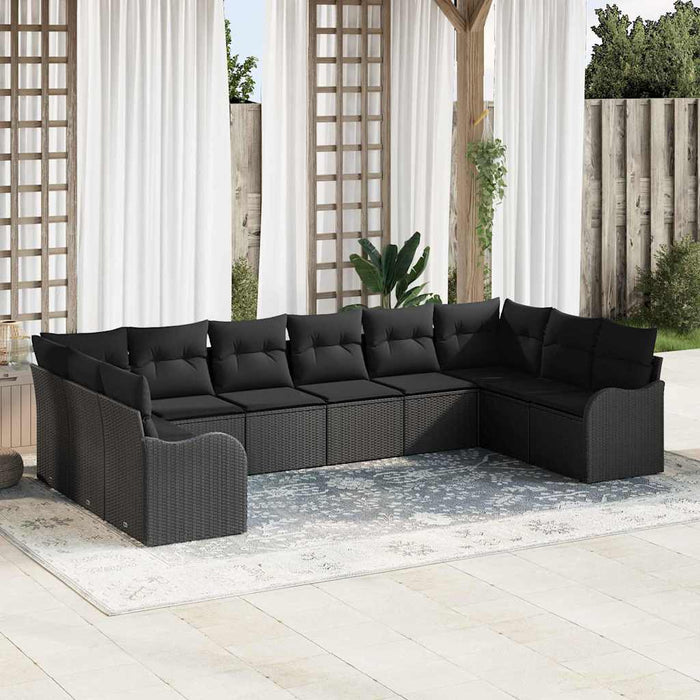 Set de canapele pentru grădină 10 pcs Negru Rattan poli - WALTI WALTI