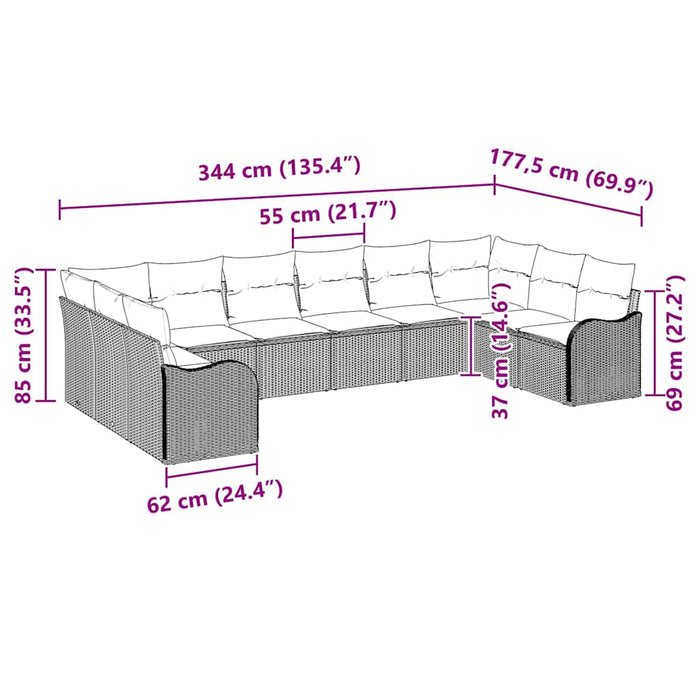 Set de canapele pentru grădină 10 pcs Negru Rattan poli - WALTI WALTI