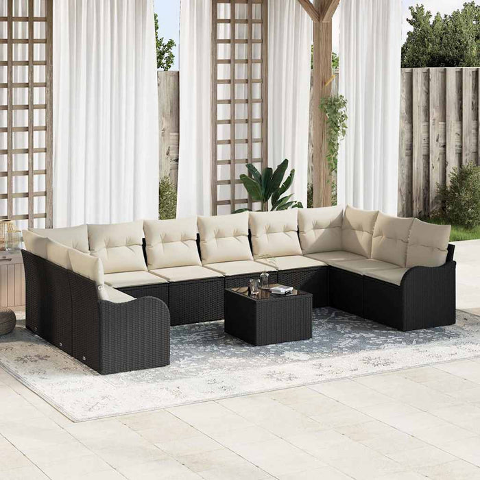 Set de canapele pentru grădină 11 pcs Negru Rattan poli - WALTI WALTI