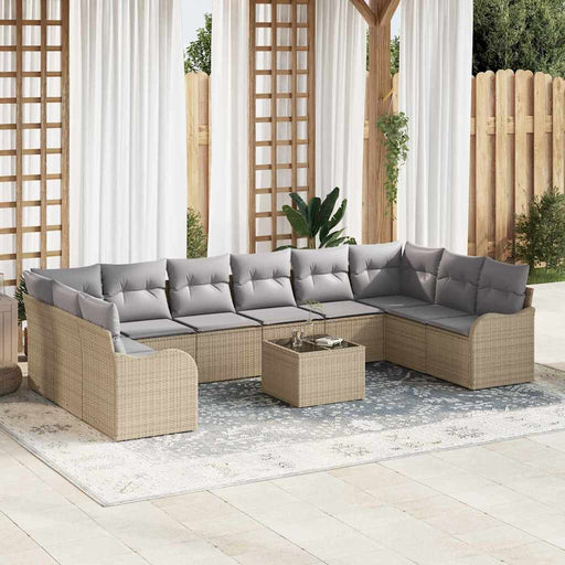 Set de canapele pentru grădină cu pernă 11 pcs Bej Rattan poli - WALTI WALTI