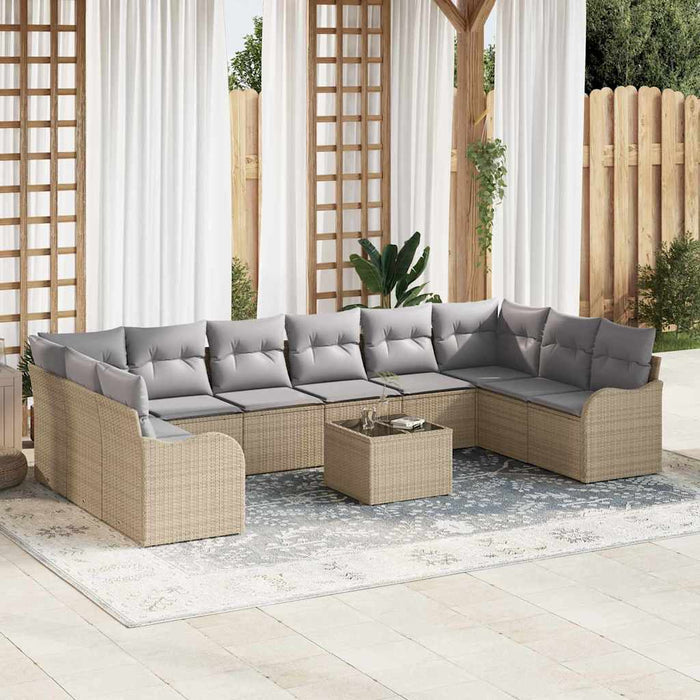 Set de canapele pentru grădină cu pernă 11 pcs Bej Rattan poli - WALTI WALTI