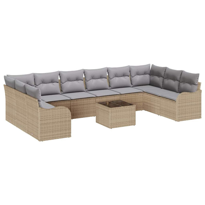 Set de canapele pentru grădină cu pernă 11 pcs Bej Rattan poli - WALTI WALTI