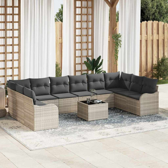 Set de canapele pentru grădină 11 pcs Gri deschis Rattan poli - WALTI WALTI