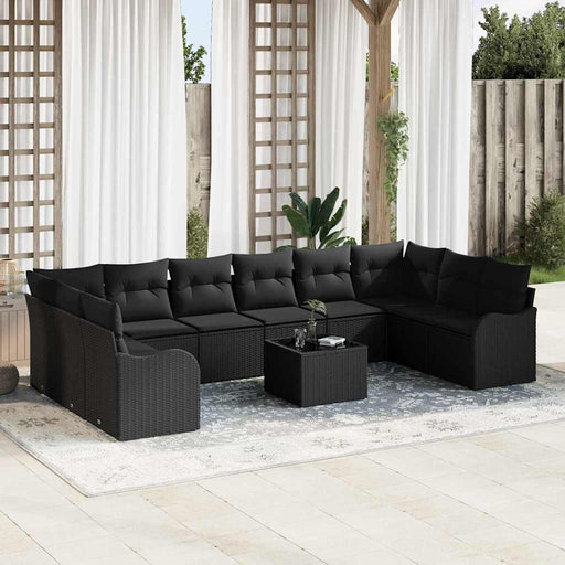 Set de canapele pentru grădină 11 pcs Negru Rattan poli - WALTI WALTI
