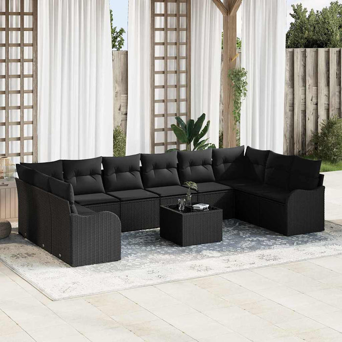 Set de canapele pentru grădină 11 pcs Negru Rattan poli - WALTI WALTI