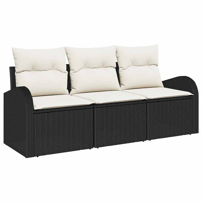 Set de canapele pentru grădină cu pernă 3 pcs Negru Rattan poli - WALTI WALTI