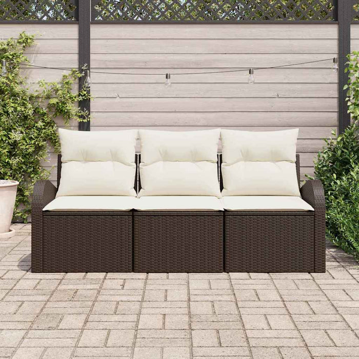 Set de canapele pentru grădină cu pernă 3 pcs Maro Rattan poli - WALTI WALTI