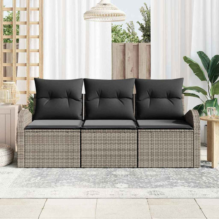 Set de canapele pentru grădină cu pernă 3 pcs Gri Rattan poli - WALTI WALTI