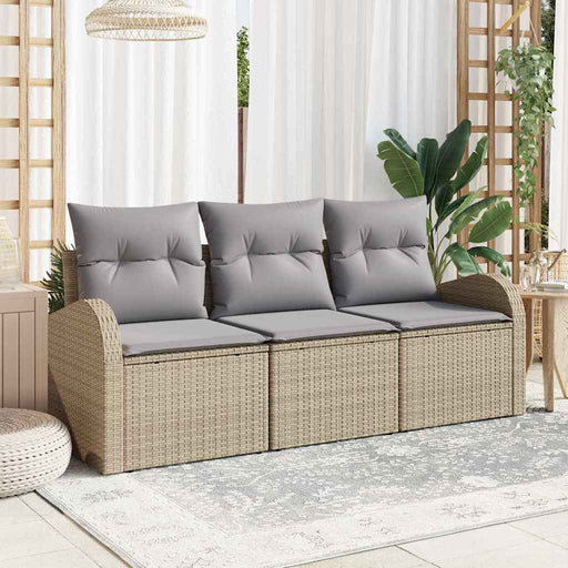 Set de canapele pentru grădină cu pernă 3 pcs Bej Rattan poli - WALTI WALTI