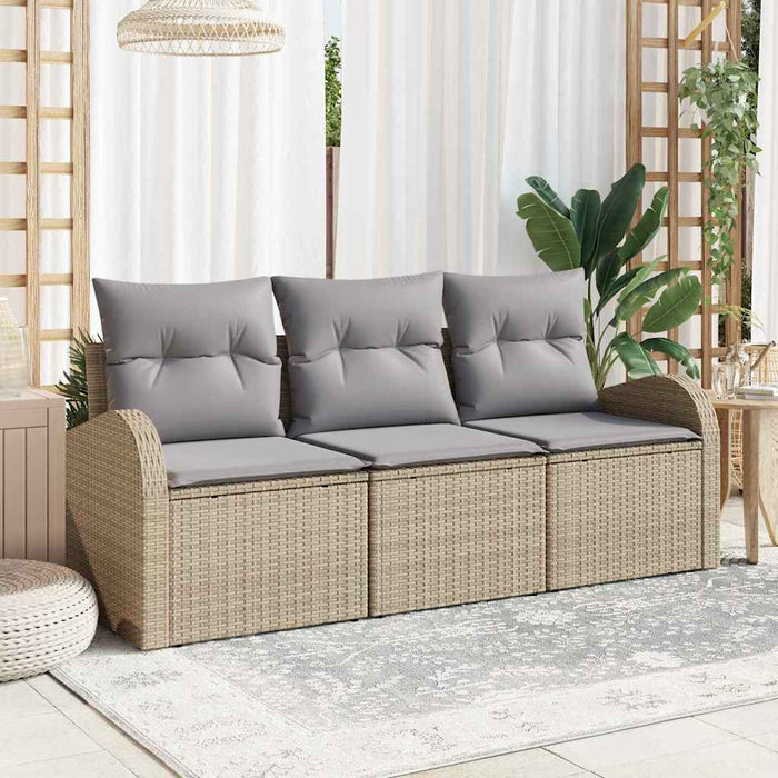 Set de canapele pentru grădină cu pernă 3 pcs Bej Rattan poli - WALTI WALTI