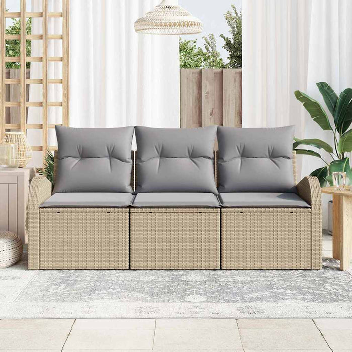 Set de canapele pentru grădină cu pernă 3 pcs Bej Rattan poli - WALTI WALTI