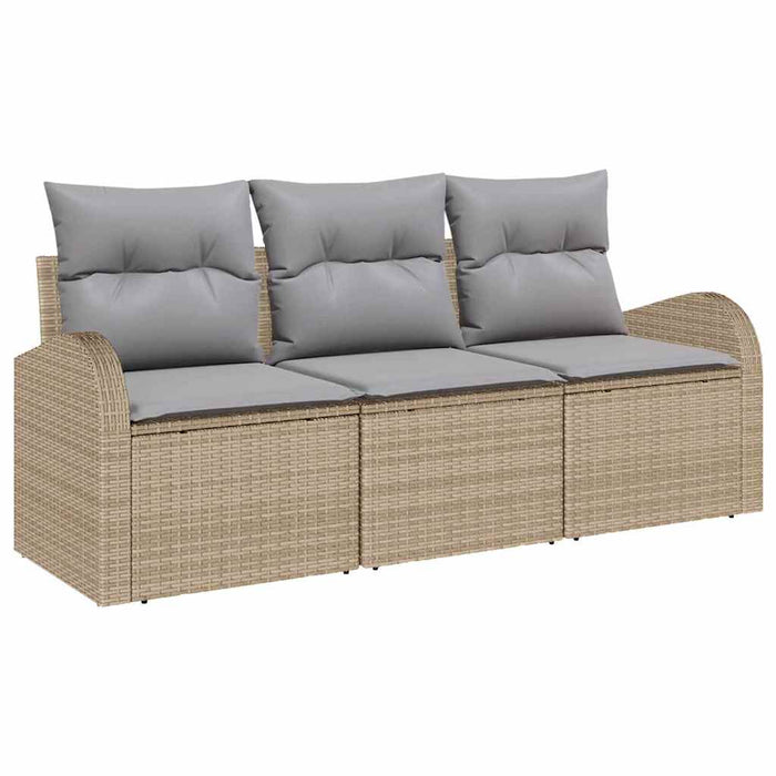 Set de canapele pentru grădină cu pernă 3 pcs Bej Rattan poli - WALTI WALTI