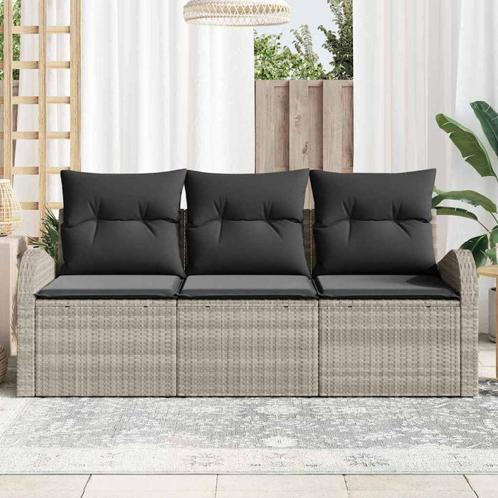 Set de canapele pentru grădină 3 pcs Gri deschis Rattan poli - WALTI WALTI