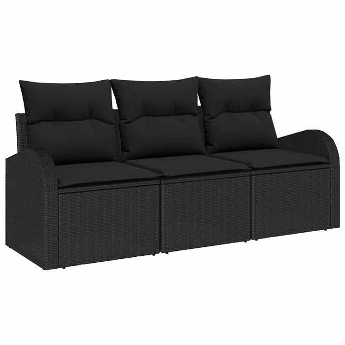 Set de canapele pentru grădină cu pernă 3 pcs Negru Rattan poli - WALTI WALTI