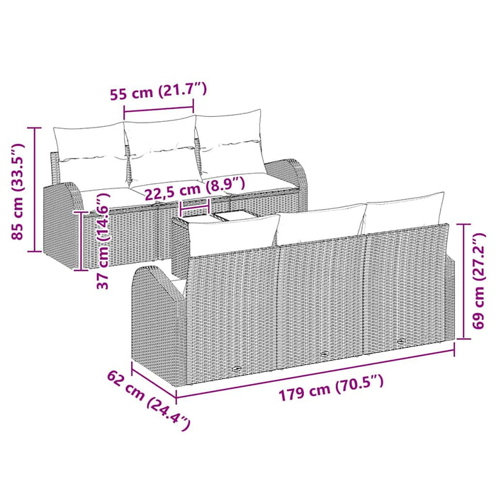 Set de canapele pentru grădină 7 pcs Negru 55 x 55 x 37 cm - WALTI WALTI