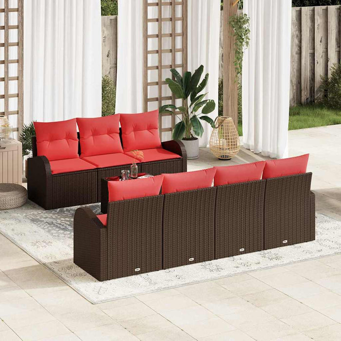 Set de canapea 8 pcs Maro și roșu Poliester - WALTI WALTI