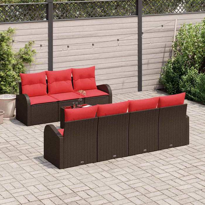Set de canapea 8 pcs Maro și roșu Poliester - WALTI WALTI