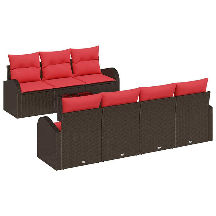 Set de canapea 8 pcs Maro și roșu Poliester - WALTI WALTI