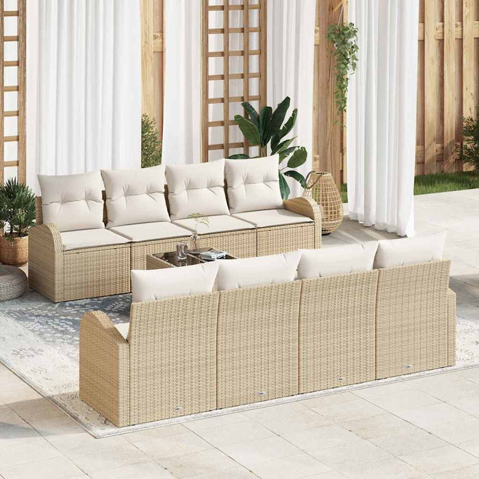 Set de canapele pentru grădină 7 pcs Bej și Alb 55 x 55 x 37 cm - WALTI WALTI