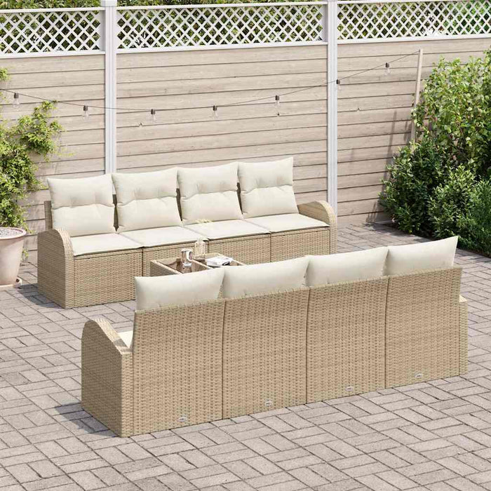 Set de canapele pentru grădină 7 pcs Bej și Alb 55 x 55 x 37 cm - WALTI WALTI