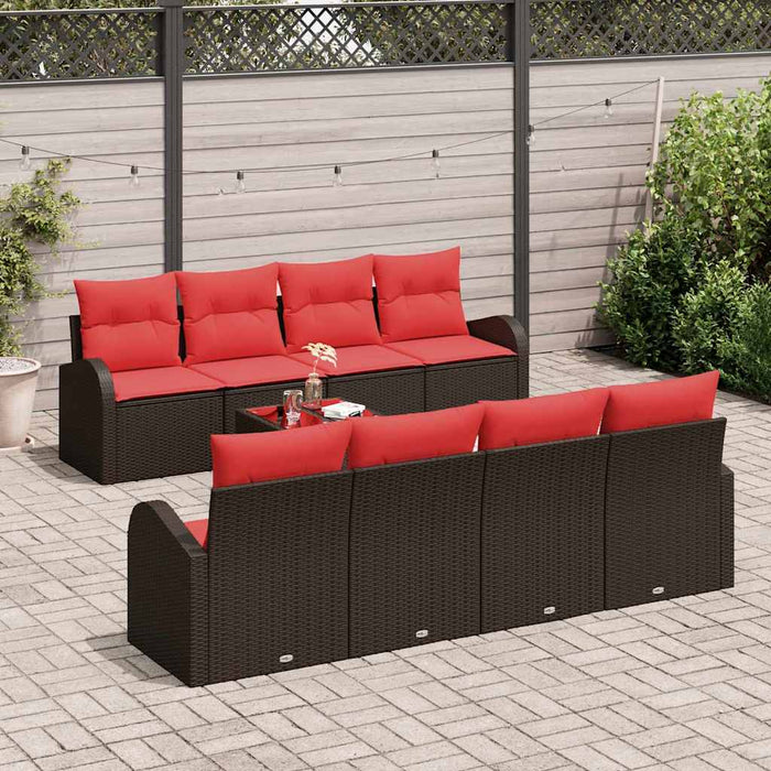 Set de canapea 9 pcs Maro și roșu Poliester - WALTI WALTI