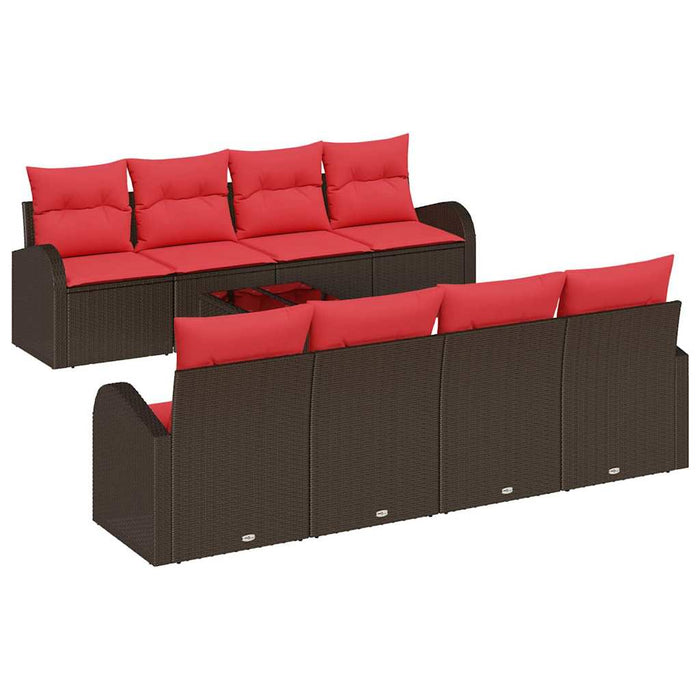 Set de canapea 9 pcs Maro și roșu Poliester - WALTI WALTI