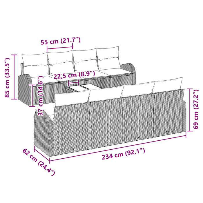 Set de canapea 9 pcs Maro și roșu Poliester - WALTI WALTI