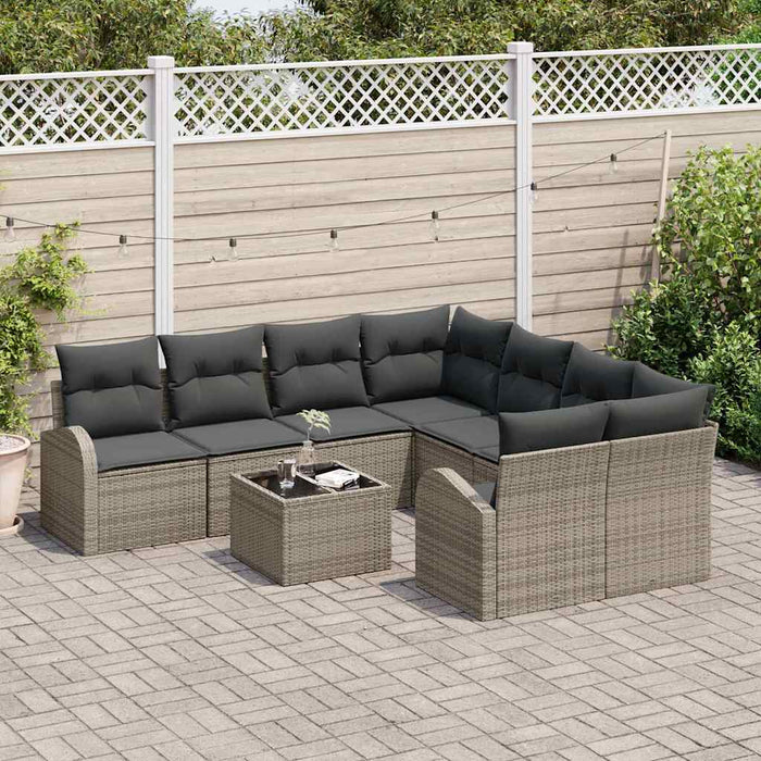 Set de canapele pentru grădină 9 pcs Gri și Gri Închis - WALTI WALTI