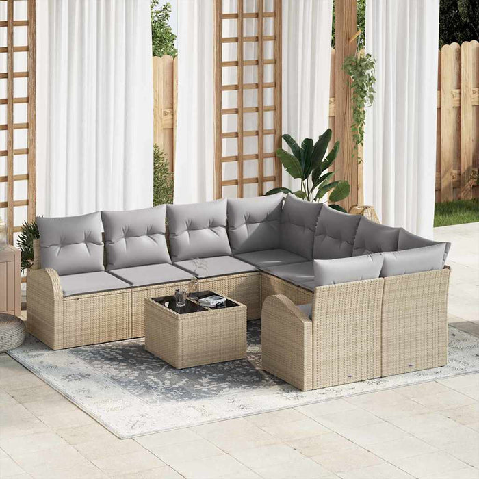 Set de canapele pentru grădină 9 pcs Bej 55 x 55 x 37 cm - WALTI WALTI