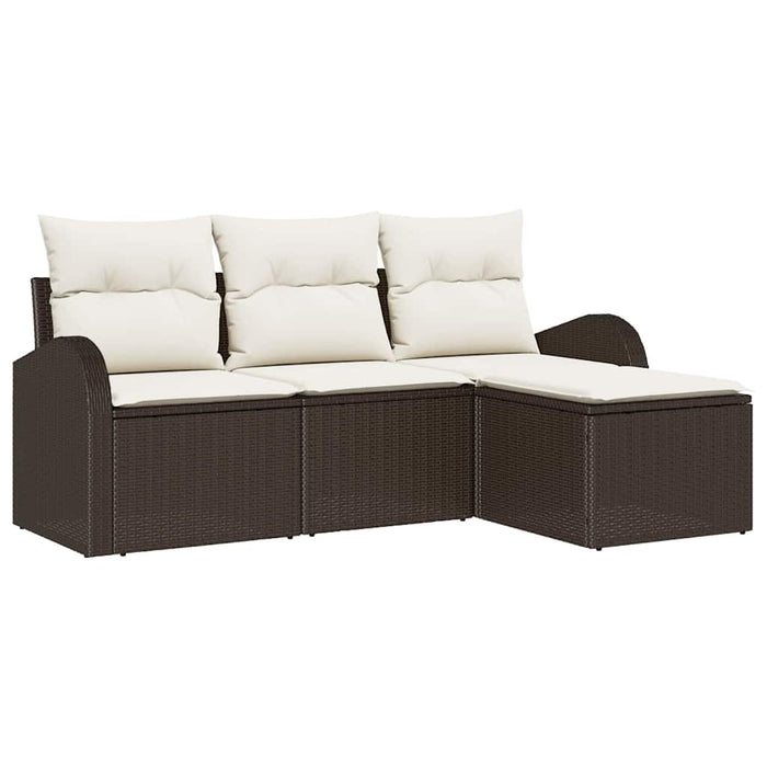Set de canapele pentru grădină cu pernă 4 pcs Maro Rattan poli - WALTI WALTI