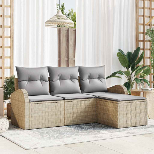 Set de canapele pentru grădină cu pernă 4 pcs Bej Rattan poli - WALTI WALTI