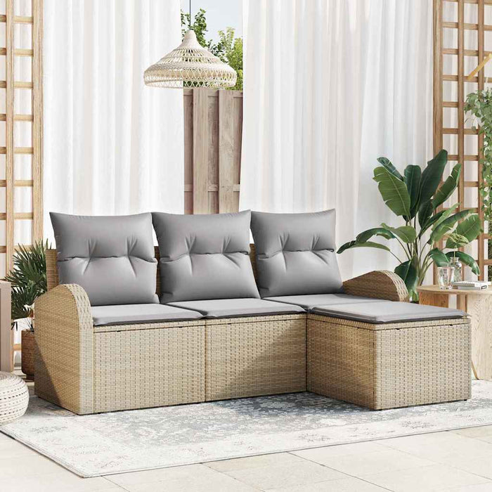 Set de canapele pentru grădină cu pernă 4 pcs Bej Rattan poli - WALTI WALTI