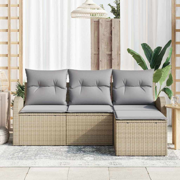 Set de canapele pentru grădină cu pernă 4 pcs Bej Rattan poli - WALTI WALTI
