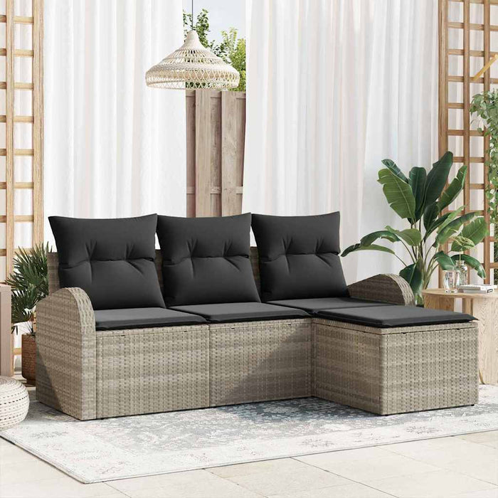 Set de canapele pentru grădină 4 pcs Gri deschis Rattan poli - WALTI WALTI