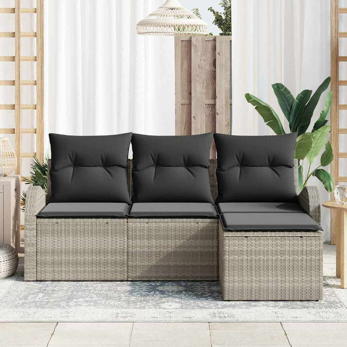 Set de canapele pentru grădină 4 pcs Gri deschis Rattan poli - WALTI WALTI
