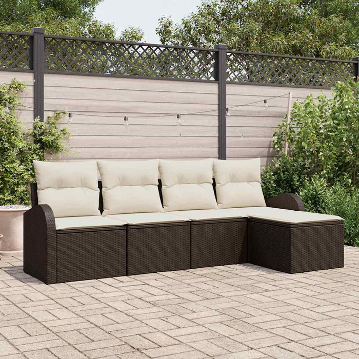 Set de canapele pentru grădină cu pernă 5 pcs Maro Rattan poli - WALTI WALTI
