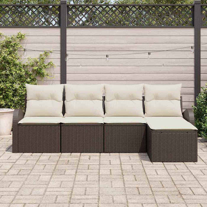 Set de canapele pentru grădină cu pernă 5 pcs Maro Rattan poli - WALTI WALTI
